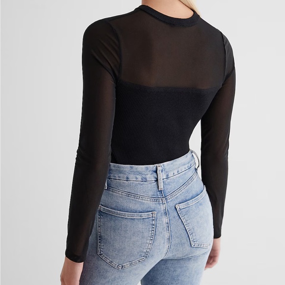 NWT Express Mesh Long Sleeve Sweater Bodysuit - Picture 4 of 7